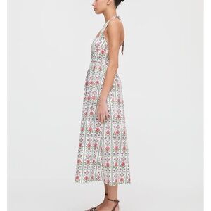 Hill House Pink and Green Floral Midi Dress